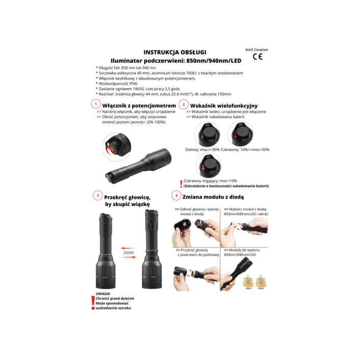 Iluminator Laserowy Podczerwieni X-Hog 01 940nm 600m